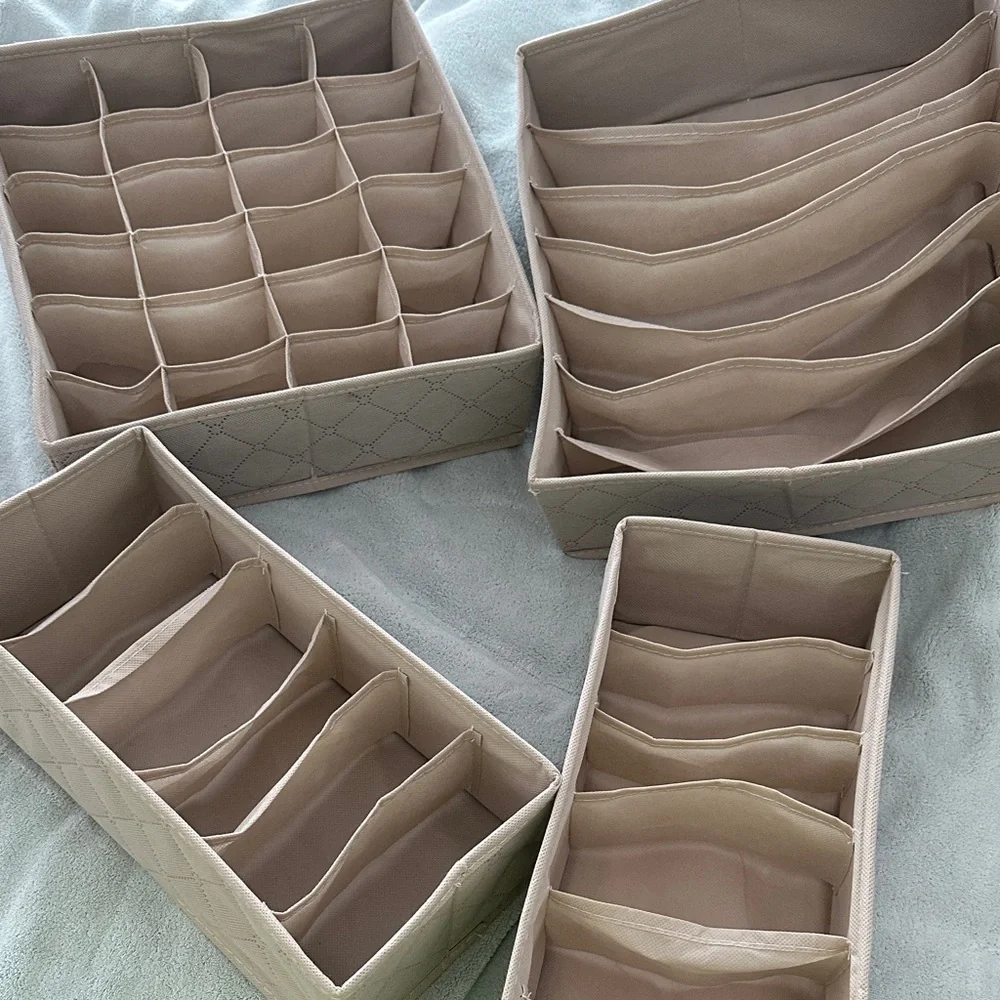 Beige Closet /Drawer Organizer Set (4 Pieces)
